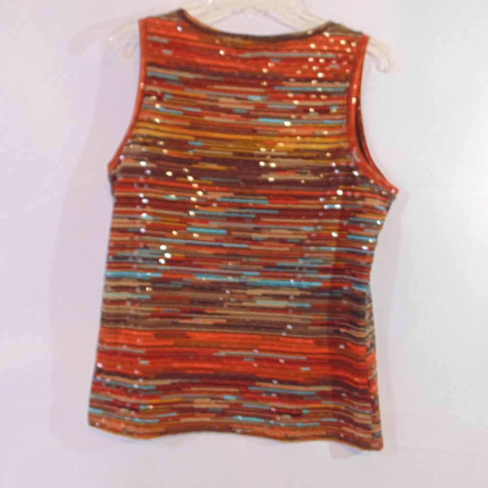 Toni Morgan Multi Color Sleeveless Polyester/Spandex Stretch Top sz M Medium - Picture 3 of 3